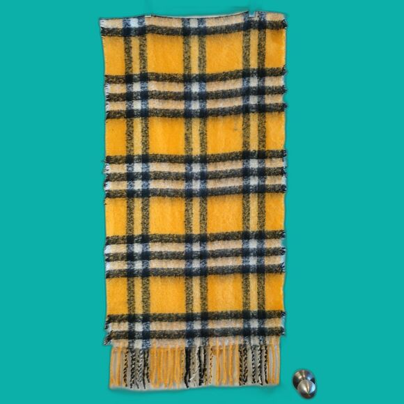 Urban Outfitters Black and Gold Yellow Plaid Scarf Clueless Pittsburgh Bruins - Picture 1 of 4